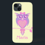 Coruja giro, coroa, amarelo púrpura, caso ipad<br><div class="desc">Ajude a proteger o seu ipad,  com este bonito caso do ipad das raparigas,  a rosa e a amarelo. Personalize com seu nome infantil. Desenvolvido exclusivamente por Sarah Trett. www.sarahtrett.com</div>