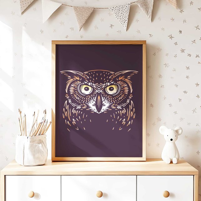 Coruja | Impressão de Coruja de Animal da Floresta (Woodland Owl Nursery Wall Art Poster Print by TinkPrints.)