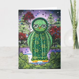 Coruja lunática da ARTE POPULAR Nigh pelo cartão