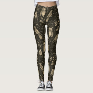 Coruja Nature Bird Art em leggings marrons