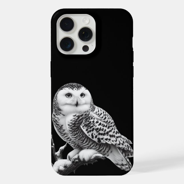 Coruja Neve Majestosa Empoleirada (Verso)