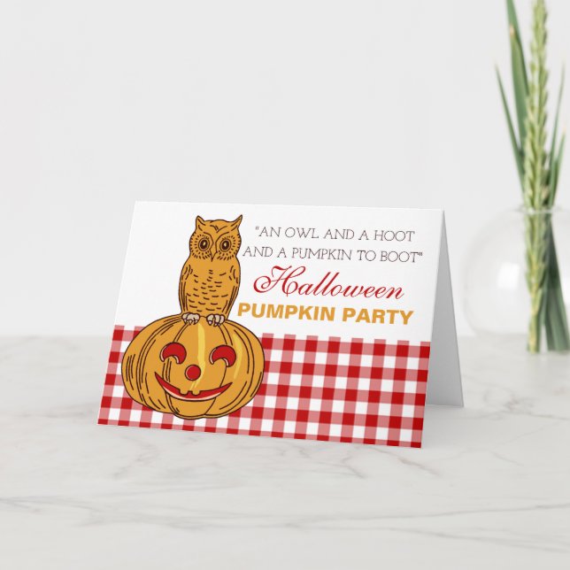 Coruja no Convite de festas Pumpkin Halloween Pump (Frente)