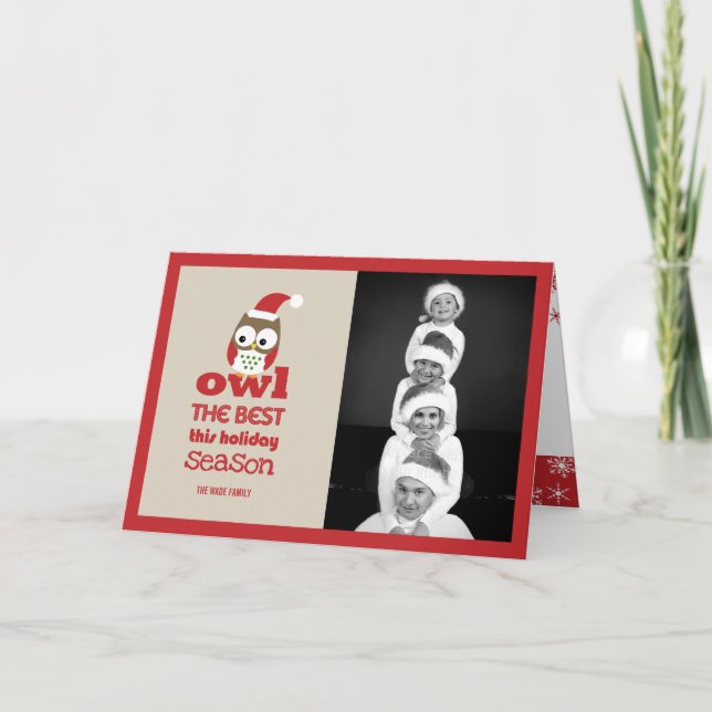 Coruja O Melhor Cartão com fotos De Natal/Férias (Frente)