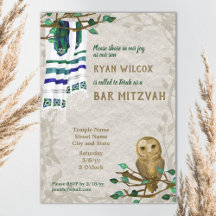 Coruja, Oração Tallit, Bar Verde, Convite Mitzvah
