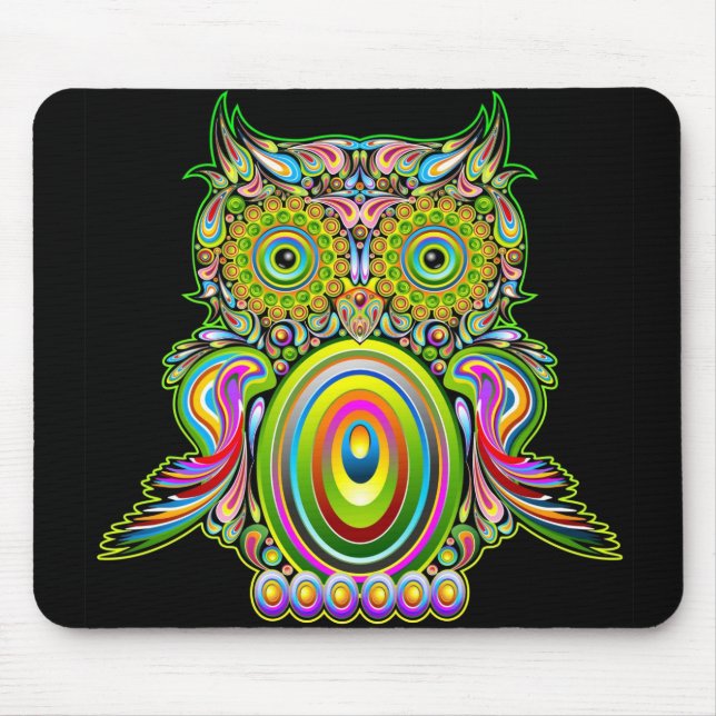 Coruja Popart psicadélico Mousepad (Frente)