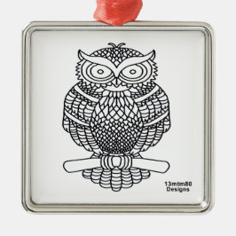 Coruja (quadrado branco) - Enfeite Premium