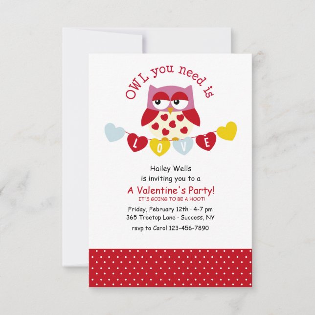 Coruja que você precisa é convite para amor (Frente)