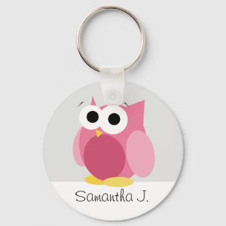 Coruja Rosa Engraçada - Chaveiro personalizado