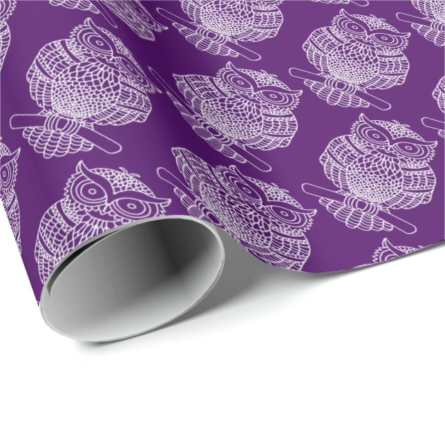 Coruja (roxo escuro) - Papel de embrulho (Ponta do rolo)