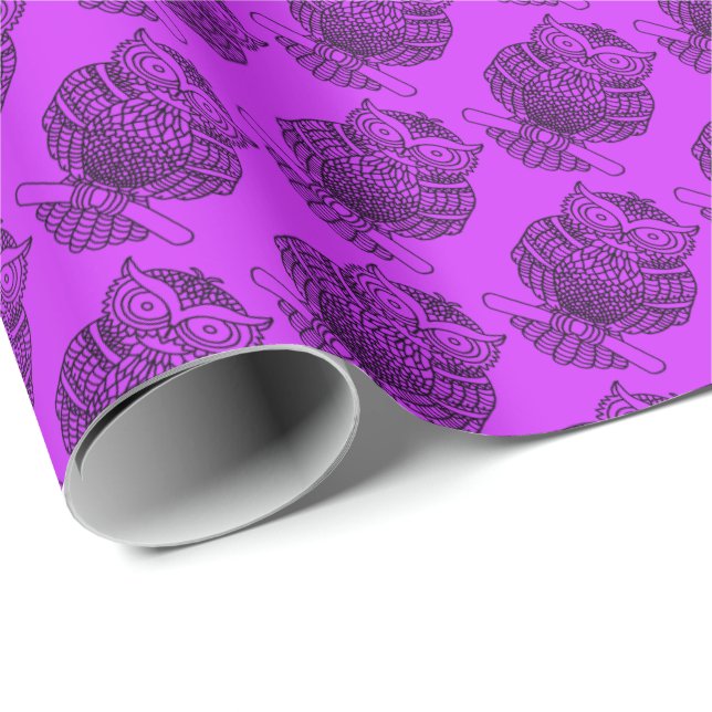 Coruja (roxo neon) - Papel de embrulho (Ponta do rolo)