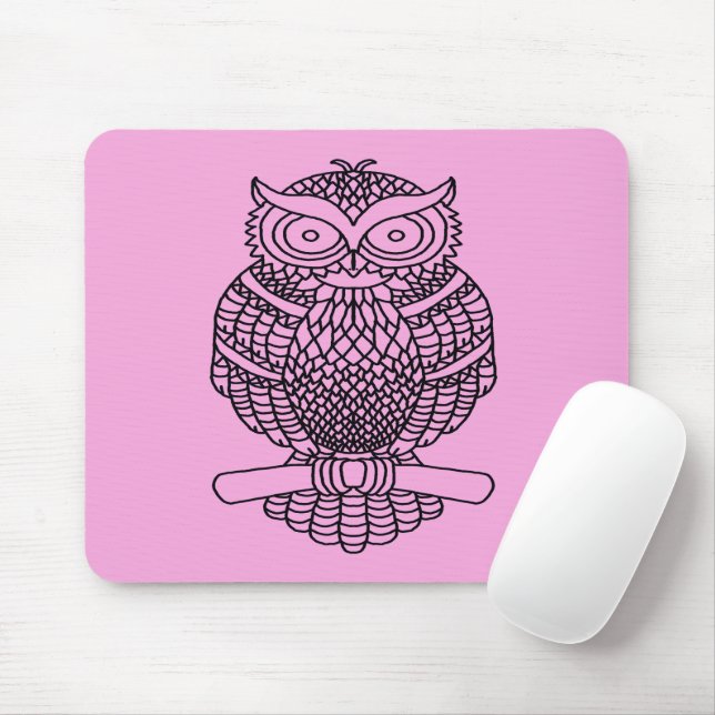 Coruja (única rosa) - Mouse Pad (Com mouse)