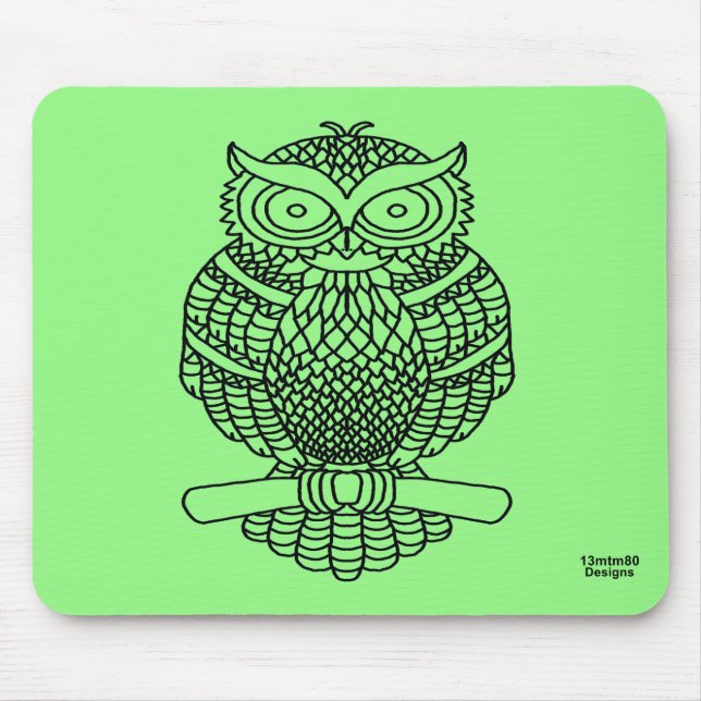 Coruja (único neon verde) - Mouse Pad (Frente)