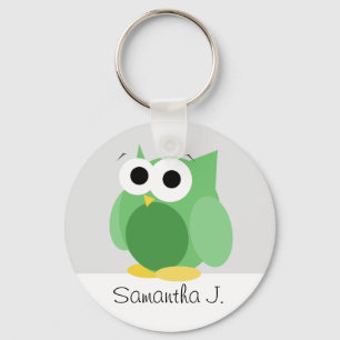 Coruja Verde Engraçada - Chaveiro personalizada