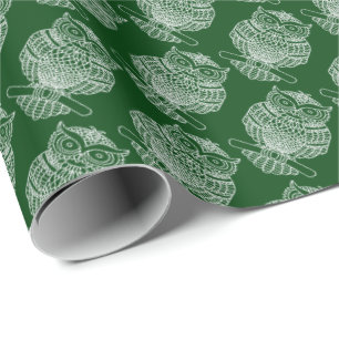 Coruja (verde escuro) - Papel de embrulho