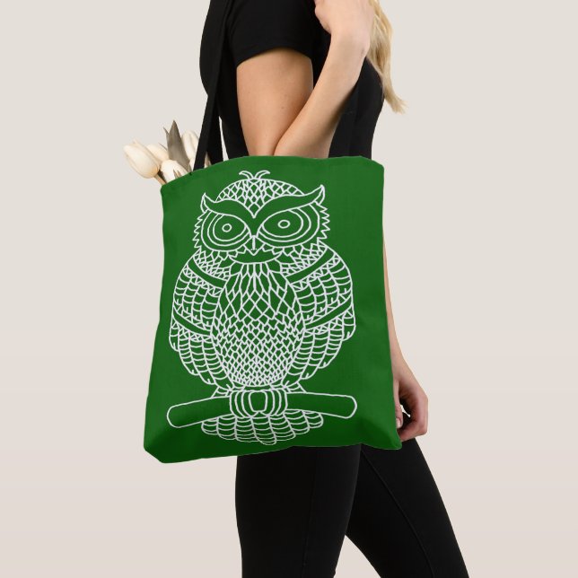 Coruja (verde escuro) - Tote (Close Up)