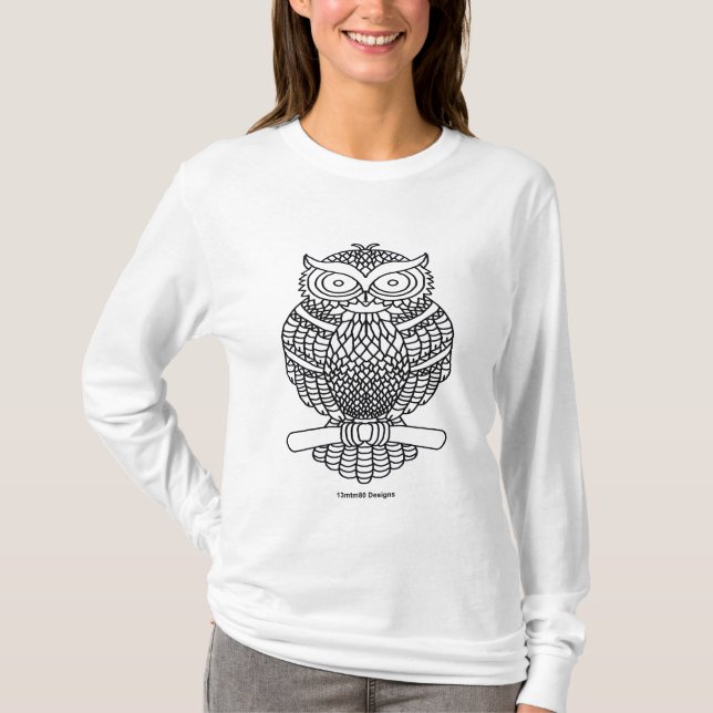 Coruja (vívida) - Camisa de Manga Longa Feminina (Frente)