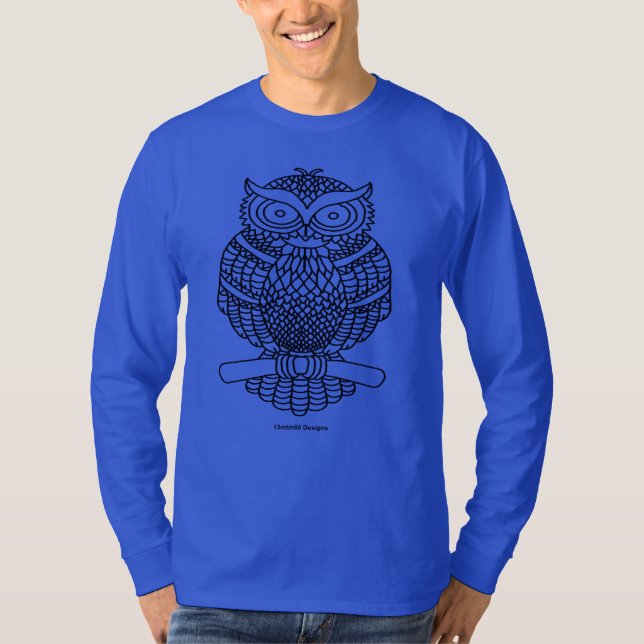 Coruja (vívida) - Camisa Masculina Manga Longa (Frente)