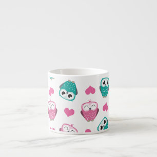 Corujas bonitos & caneca de Expresso dos coraçõe