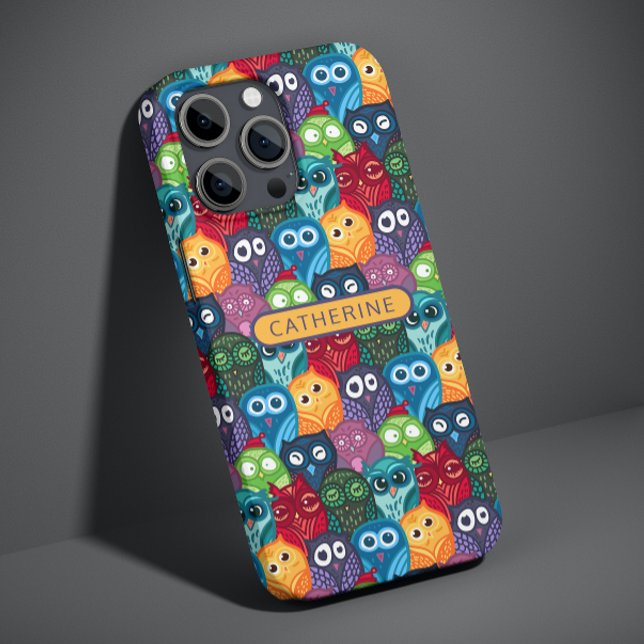 Corujas Caprichosas Coloridas Personalizadas Nome (Criador carregado)