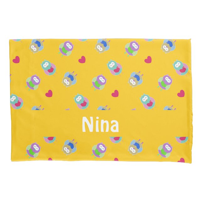 Corujas com corações em laranja (Frente)