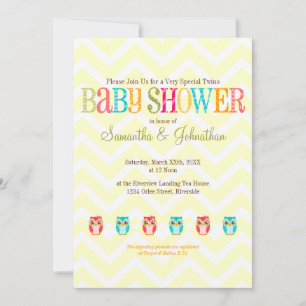 Corujas De Bebês - Garotas Gêmeas - Convite Ao C