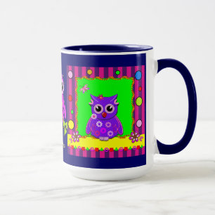Corujas decorativas bonitos e caneca conhecida