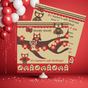 Corujas feitas sob encomenda em convites de um