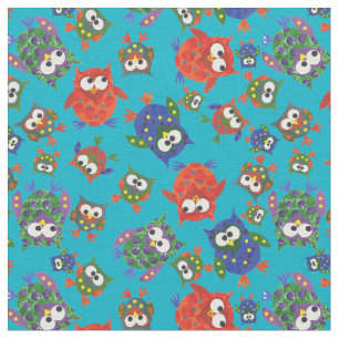 Corujas Fofas em Tecido Turquesa para Personalizar