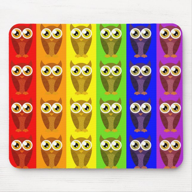 Corujas Mousepad do arco-íris (Frente)