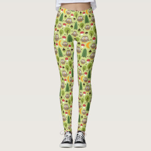 Corujas Nas Leggings Florestais