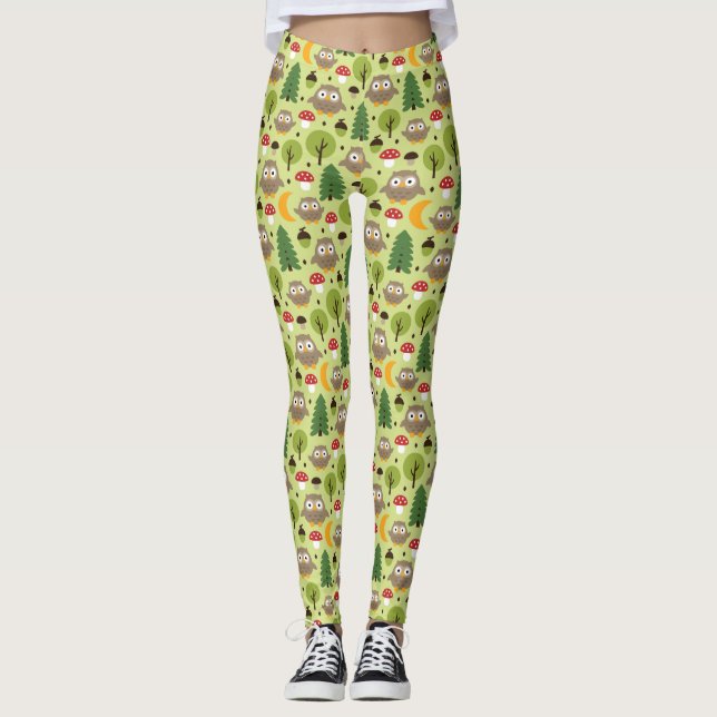 Corujas Nas Leggings Florestais (Frente)