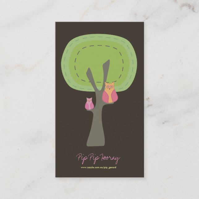 Corujas no cartão de visita em linha do negócio da (Frente)