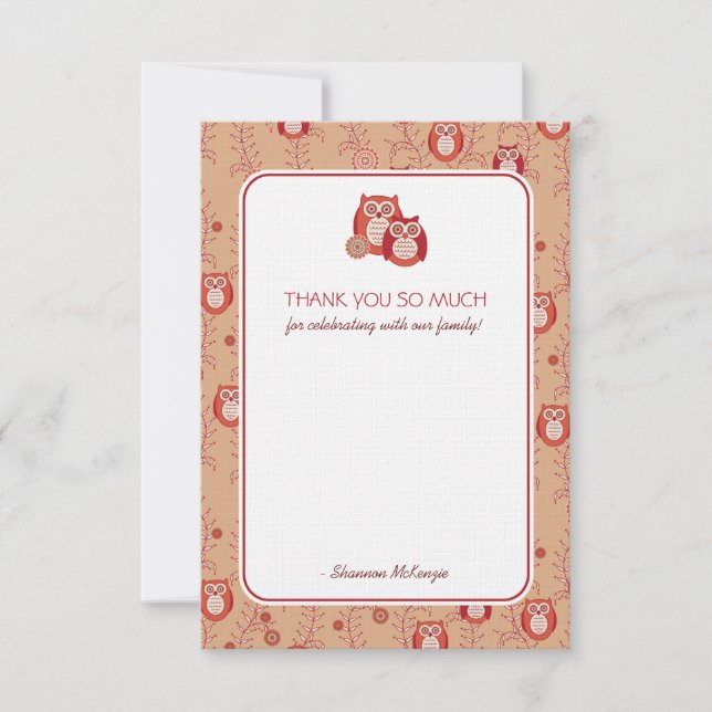 Corujas Retro Obrigado Cartões Simples (Frente)