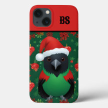 corvo negro em roupas de natal