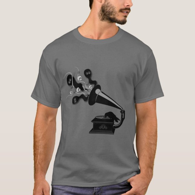 Corvo que joga o t-shirt de Victrola (Frente)
