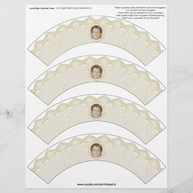 Cosie do Cupcake de borda de rendas - bege - Perso (Frente)