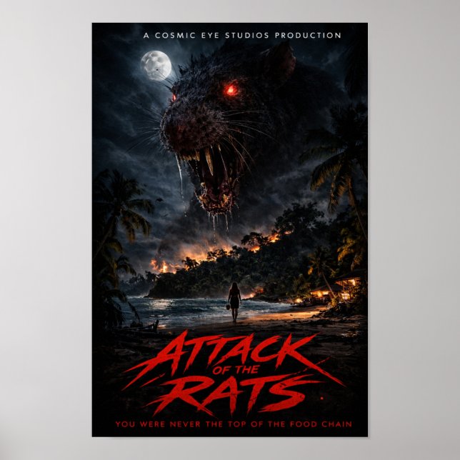 Cosmic Eye – Night Beach Creature Horror Poster (Frente)