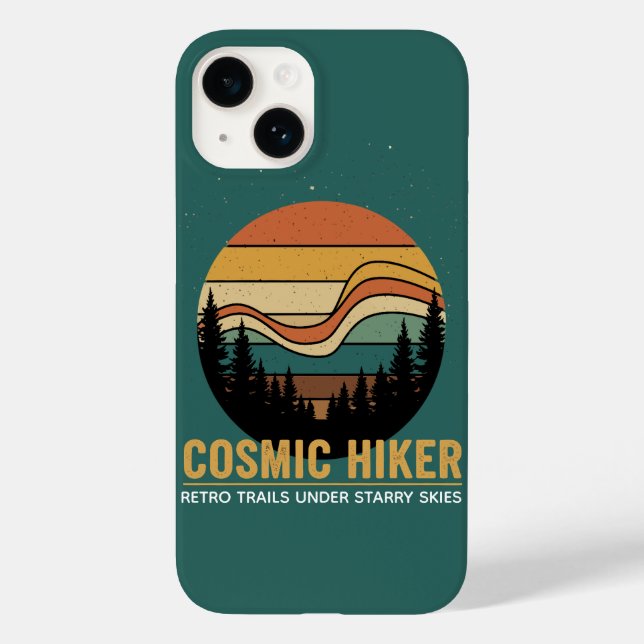 Cosmic Hiker Retro 70s Sunset Space Forest Stars (Verso)