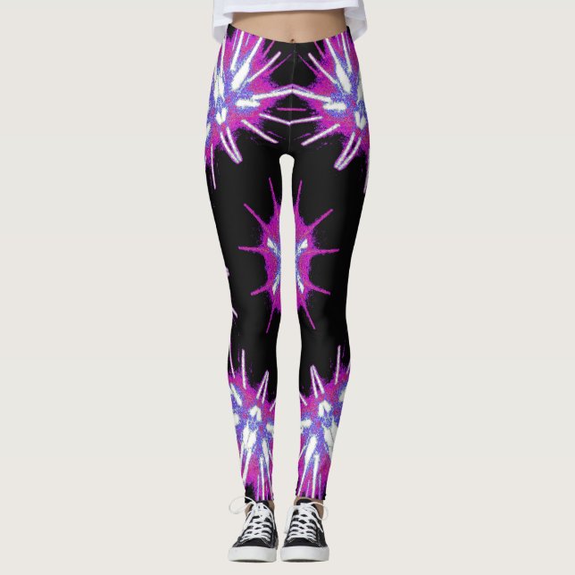 Cosmic Neon Starburst Leggings (Frente)