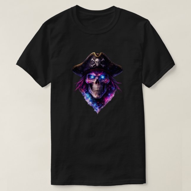 Cosmic Pirate Skull Galaxy Graphic T-Shirt (Frente do Design)