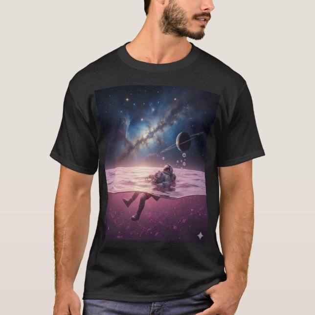Cosmic Sunset Astronaut T-Shirt (Frente)
