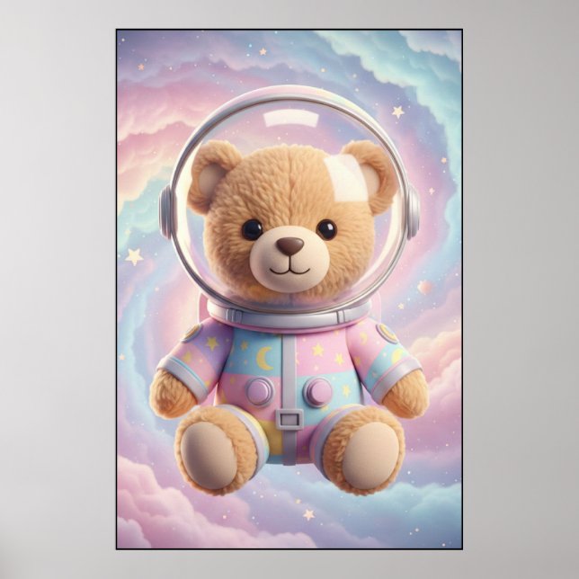 Cosmic Teddy Astronaut Art Poster (Frente)