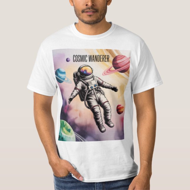 Cosmic Wanderer – Floating Astronaut Space T-Shirt (Frente)