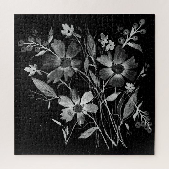 Cosmosis-Cosmos em Quebra-cabeça Floral Branco e P (Vertical)