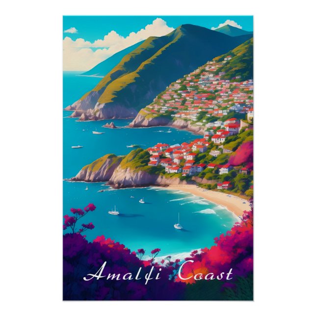 Costa Amalfitana Itália Impressão de Viagem (Frente)