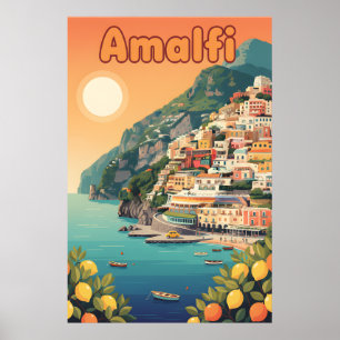 Costa do Amalfi Retroativa : Poster de viagens do