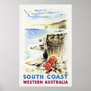 Costa do Sul, Poster vintage da Austrália Ocidenta