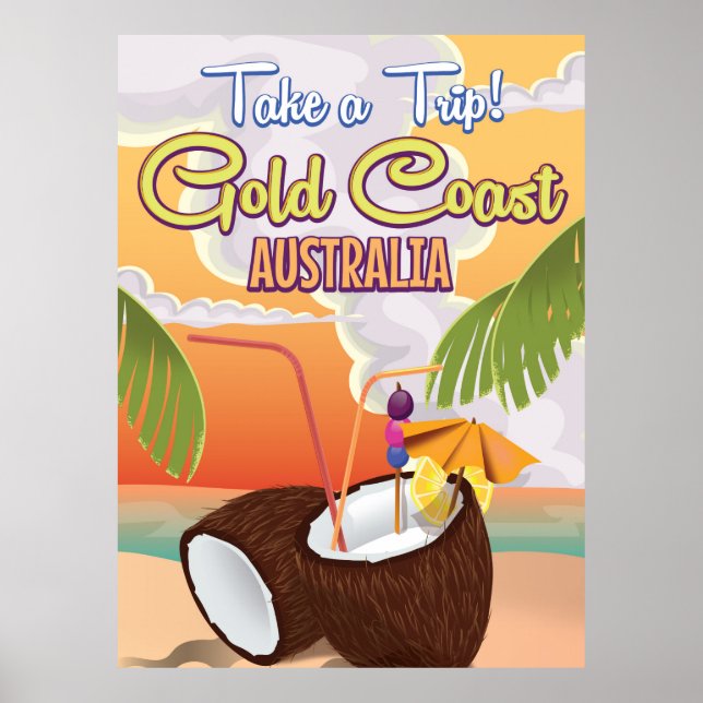Costa Dourada, poster de viagens da Austrália (Frente)