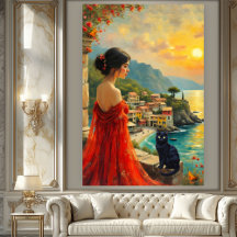 Costa Italiana com Senhora e Gato Preto