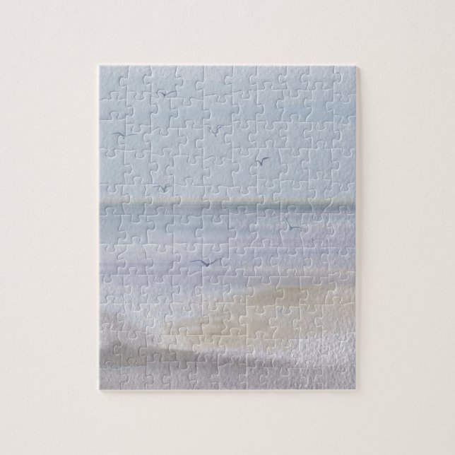 Costeira Shoreline Beach Watercolor Quebra-cabeça (Vertical)